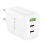 Φορτιστής Ταξιδίου Borofone BN32 Cargador GaN με 1xUSB-C PD65W και 1xUSB-A QC PD18W Λευκός