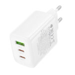 Φορτιστής Ταξιδίου Borofone BN32 Cargador GaN με 1xUSB-C PD65W και 1xUSB-A QC PD18W Λευκός - Image 3