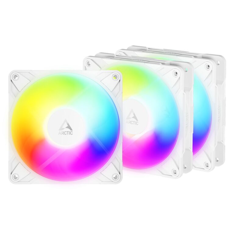 ARCTIC P12 Pro REVERSE A-RGB (White) - 3 Pack - 120mm Case Fan with A-RGB - fluid dynamic bearing -
