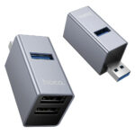 Hub Hoco HB54 3-in-1 USB σε 2xUSB2.0 και 1xUSB3.0 Ταχύτητα εως 5Gbps Metal Grey