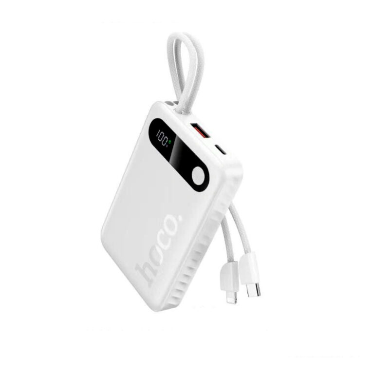 Power Bank Hoco J171A Edge 20000mAh 1xUSB-A 22.5W 1xUSB-C PD20W Digital LED Ένδειξη Μπαταρίας και Braided Καλώδιο USB-C και Lightning Λευκό