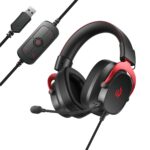QCY Heroad VT200 Pro 7.1 Red USB PlayStation & PC Gaming Headset 53mm Metal Headband PS4/PS5/PC
