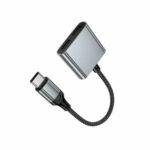 Αντάπτορας Hoco UPA34A USB-C με Διπλή Εξοδο σε 2xUSB-C για Τροφοδοσία και Ηχο με Braided Καλώδιο Γκρί - Image 2