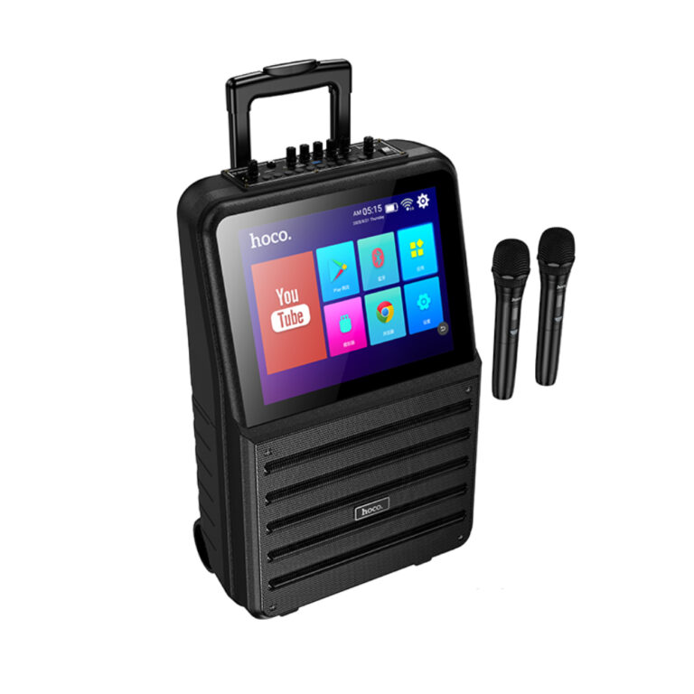 Φορητό Ηχείο Wireless Hoco DS70 Spacious v5.0 60W 7200mAh USB AUX TF Card με 2 Ασύρματα Μικρόφωνα Οθόνη Αφής 14.1" και Android 12