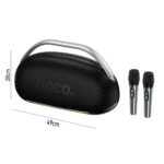 Φορητό Ηχείο Wireless Hoco HT2 Melody TWS v5.4 6000mAh IPX4 300W με USB MicroSD AUX RGB Φωτισμό και Δυο Ασύρματα Μικρόφωνα