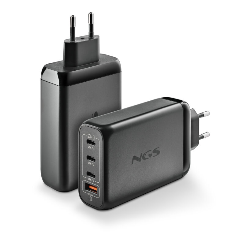 European plug wall charger with multiple USB ports visible on the front panel