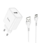 Φορτιστής Ταξιδίου Hoco DC72 River USB-A 5V 2.1A με Καλώδιο USB-A σε  USB-C 1m Λευκός