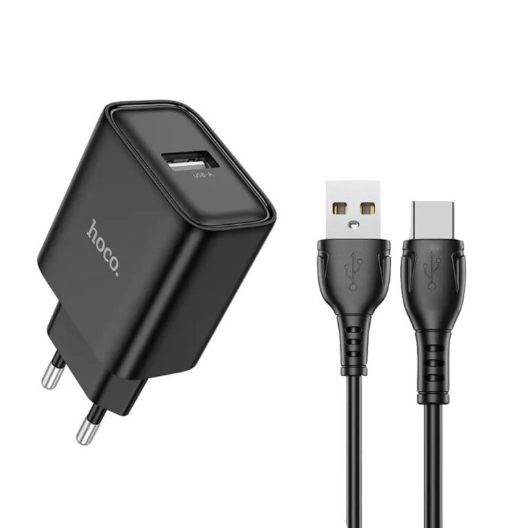 Φορτιστής Ταξιδίου Hoco DC72 River USB-A 5V 2.1A με Καλώδιο USB-A σε  USB-C 1m Μαύρος