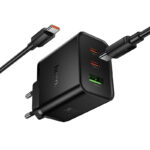Φορτιστής Ταξιδίου Hoco N75 Grande GaN 65W High Power Fast Charge με 2xUSB-C 1xUSB-A και Καλώδιο USB-C σε USB-C 60W Μαύρος - Image 3