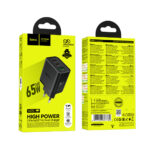 Φορτιστής Ταξιδίου Hoco N75 Grande GaN 65W High Power Fast Charge με 2xUSB-C και 1xUSB-A  Μαύρος - Image 2