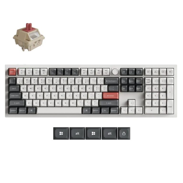 Keychron Q6 Ultra (Q6U-P1) ZMK RGB 8K Wireless Custom Mechanical Keyboard-Red Switch 100% US White