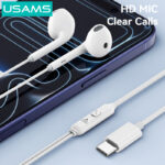 USAMS earphones με μικρόφωνο SJ771, USB-C σύνδεση, 1.2m, λευκά - Image 5