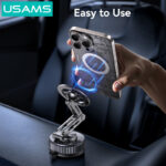 USAMS βάση smartphone αυτοκινήτου ZJ087 για ταμπλό/παρμπρίζ, μαγνητική, μαύρη - Image 5