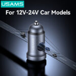 USAMS φορτιστής αυτοκινήτου CC322, USB & USB-C, 30W, πορτοκαλί - Image 5