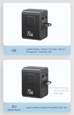 USAMS φορτιστής/αντάπτορας πρίζας CC310, 2x USB & 3x USB-C, universal, 70W, μαύρος - Image 6