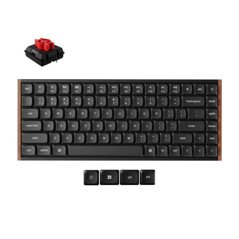 Keychron K3 Ultra (K3U-H1) ZMK 8K Wireless Mechanical Keyboard Red Switch Low Profile Wood Frame 75%