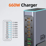 POWERTECH σταθμός φόρτισης PT-1621, 2x USB & 6x USB-C, GaN, 140W, γκρι - Image 5