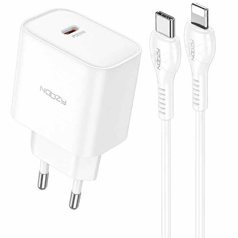 Φορτιστής Ταξιδίου Noozy C21 Core PD25W με Καλώδιο USB-C σε Lightning 1m Λευκός