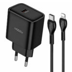 Φορτιστής Ταξιδίου Noozy Core C21 PD25W με Καλώδιο USB-C σε Lightning 1m Μαύρος