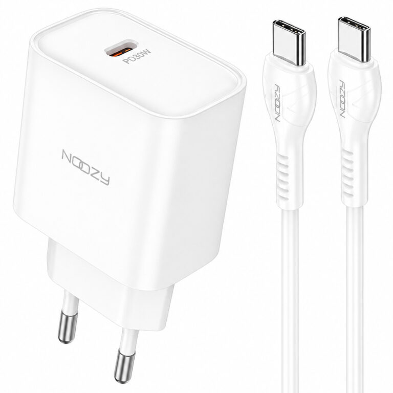 Φορτιστής Ταξιδίου Noozy Edge E25 PD30W με Καλώδιο USB-C σε USB-C 1m Λευκό