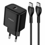 Φορτιστής Ταξιδίου Noozy Edge E25 PD30W με Καλώδιο USB-C σε USB-C 1m Μαύρο