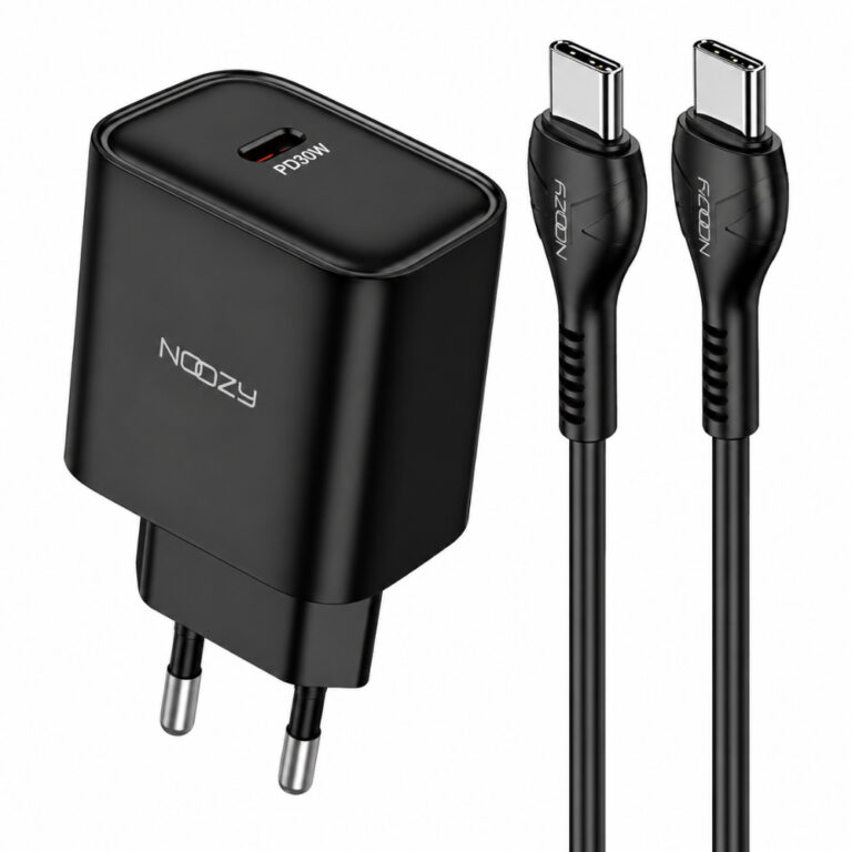 Φορτιστής Ταξιδίου Noozy Edge E25 PD30W με Καλώδιο USB-C σε USB-C 1m Μαύρο