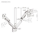 BRATECK επιτοίχια βάση για 2x οθόνες LDA113-114, 17-32", έως 9kg - Image 4