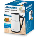 Βραστήρας Smarton WK 620 1.7lt 2200W με Διπλό Τοίχωμα Διακόπτη On/Off και Προστασία Υπερθέρμανσης Ασπρόμαυρος - Image 2