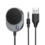 Bluetooth Audio Transmitter Hoco E150 Path v5.4 με AUX Τροφοδοσία USB-A Μικρόφωνο και Κουμπιά Ελέγχου Κλήσεων Γκρι