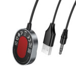 Bluetooth Audio Transmitter Hoco E150 Path v5.4 με AUX Τροφοδοσία USB-A Μικρόφωνο και Κουμπιά Ελέγχου Κλήσεων Γκρι - Image 3