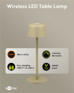 GOOBAY επιτραπέζιο φωτιστικό 77678, 3000K, dimmable, επαναφορτιζόμενο, μπεζ - Image 6