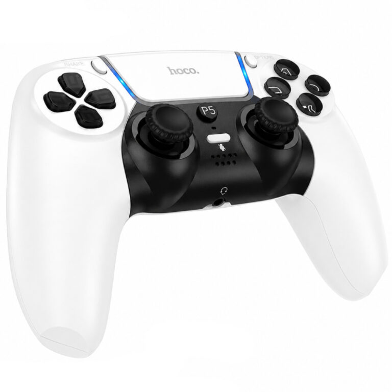 Gamepad Hoco GA32 Dragon RGB 600mAh BT v5.1 Dual Motor Δόνηση Θύρα AUX και Κουμπί Mute Συμβατό με PS5 Λευκό