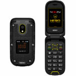 Noozy Hero 4G Dual Sim με Διπλή Οθόνη 2.4"+1.44" Bluetooth Φακό 1200mAh Μπαταρία IP68 Μαύρο-Κίτρινο με Ελληνικό Πληκτρολόγιο