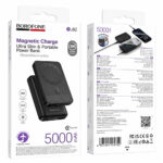 Power Bank Borofone BJ82 Ultra-slim 5000mAh 5V/2A 1xUSB-C 1xUSB-A Ασύρματη Φόρτισή 5W και LED Ένδειξη Μπαταρίας Μαύρο - Image 2