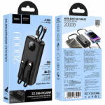 Power Bank Hoco J132A Sabio 20000mAh 22.5W+PD20W με Ενσωματομένα Καλώδια 2xUSB-C 1xLightning 1xUSB-A Θύρα και LED Ένδειξη Μπαταρίας Μαύρο - Image 2