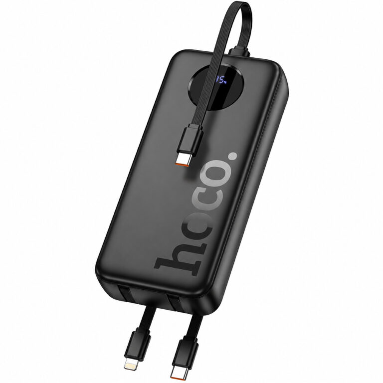 Power Bank Hoco J132A Sabio 20000mAh 22.5W+PD20W με Ενσωματομένα Καλώδια 2xUSB-C 1xLightning 1xUSB-A Θύρα και LED Ένδειξη Μπαταρίας Μαύρο