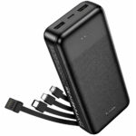 Power Bank Hoco J163A 20000mAh 5V/2A QC 1xUSB-C 2xUSB-A Ενσωματωμένα Καλώδια USB-A USB-C Lightning MicroUSB και LED Ένδειξη Μαύρο