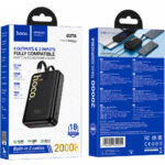 Power Bank Hoco Q37A Graceful 20000mAh 22.5W PD20W QC3.0 1xUSB-A 1xUSB-C με Ενσωματωμένα Καλώδια USB-C Lighting και LED Ένδειξη Μαύρο - Image 2