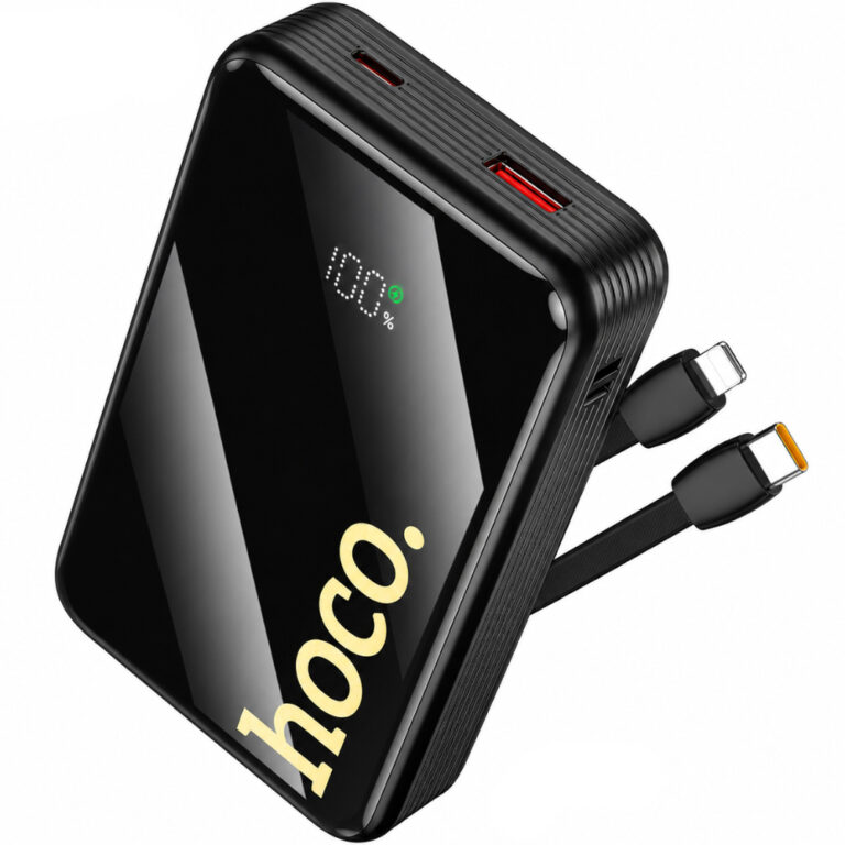 Power Bank Hoco Q37A Graceful 20000mAh 22.5W PD20W QC3.0 1xUSB-A 1xUSB-C με Ενσωματωμένα Καλώδια USB-C Lighting και LED Ένδειξη Μαύρο