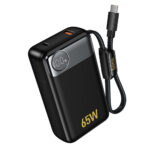 Power Bank Hoco Q53 Skillful 12000mAh PD65W QC3.0 1xUSB-C 1xUSB-A  με Ενσωματωμένο Καλώδιο USB-C και LED Ένδειξη Μαύρο