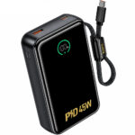 Power Bank Hoco Q54 Shine 20000mAh PD45W QC3.0 1xUSB-C 1xUSB-A με Ενσωματωμένο Καλώδιο USB-C και LED Ένδειξη Μαύρο