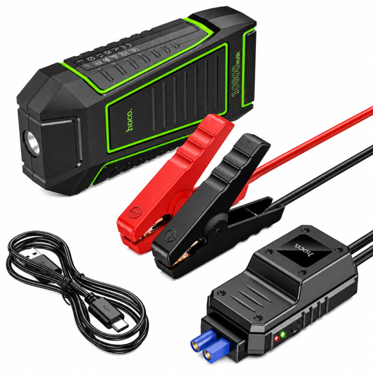 Εκκινητής Μπαταρίας Αυτοκινήτου Hoco QS1 600A και Power Bank 10000mAh 5V/2.4A 2xUSB-A 1xUSB-C με SOS Mode και Φακό Μαύρος
