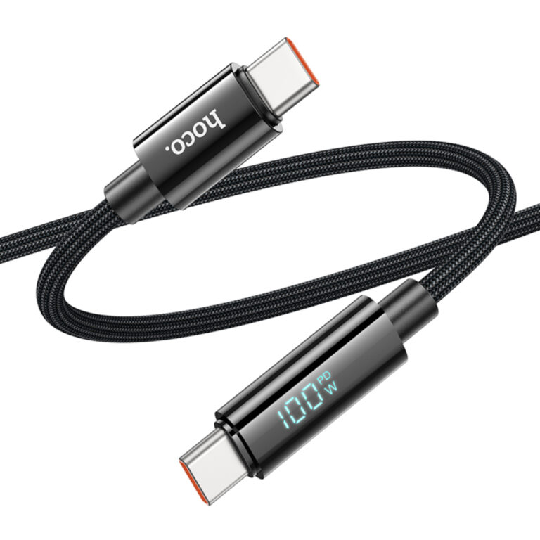 Καλώδιο Σύνδεσης Hoco U125 Benefit USB-C σε USB-C PD100W 3A για Γρήγορη Φόρτιση με Ένδειξη Φόρτισης Braided Μαύρο 1.2m