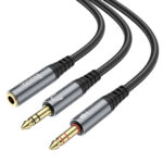 Καλώδιο Σύνδεσης Ήχου Hoco UPA21 3.5mm Θηλυκό σε 2x3.5mm Αρσενικό Braided Μαύρο 25cm - Image 3