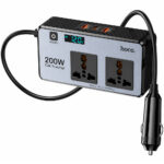Φορτιστής Μετατροπέας 12V σε 220V Αυτοκινήτου Hoco Z66 με 2 Έξόδους 200W και 2xUSB-A 1xUSB-C 66W LED Display Καλώδιο 50cm Μαύρος