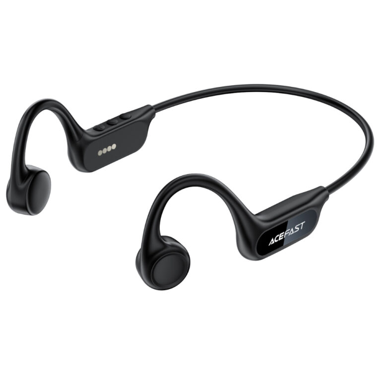 Bluetooth Hands Free Acefast N10 Neckband ENC v6.0 220mAh 12hrs Αναπαραγωγής IP68 με 8GB Μνήμη για Χρήση χωρίς Bluetooth Μαύρα