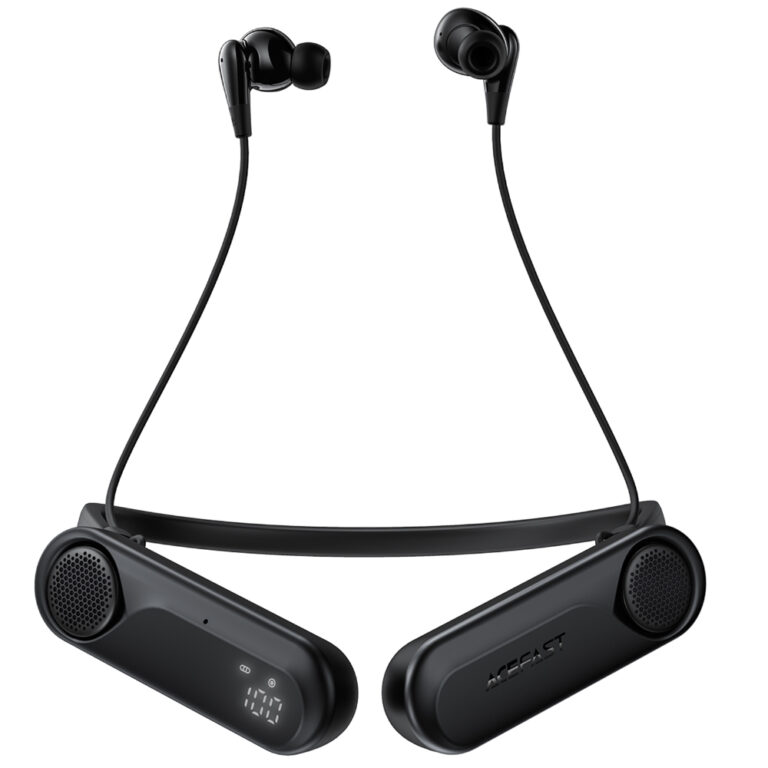 Bluetooth Hands Free Acefast N11 Neckband ENC v6.0 900mAh TF Card 90hrs Αναπαραγωγής με Ενσωματωμένα Ηχεία 1.5W και Δόνηση IPX4 Μαύρα