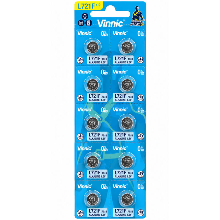 Buttoncell Vinnic G11 / AG11 / L721 / LR58 / 361 / SR721 / SR58 / LR721 Τεμ. 10 με Διάτρητη Συσκευασία