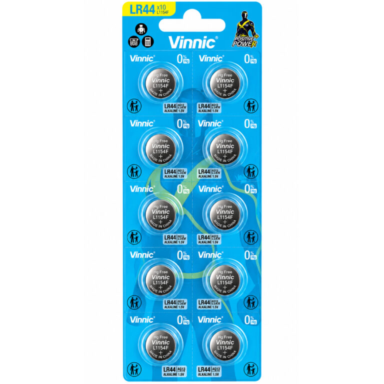 Buttoncell Vinnic LR1154F AG13 LR44 Τεμ. 10 με Διάτρητη Συσκευασία