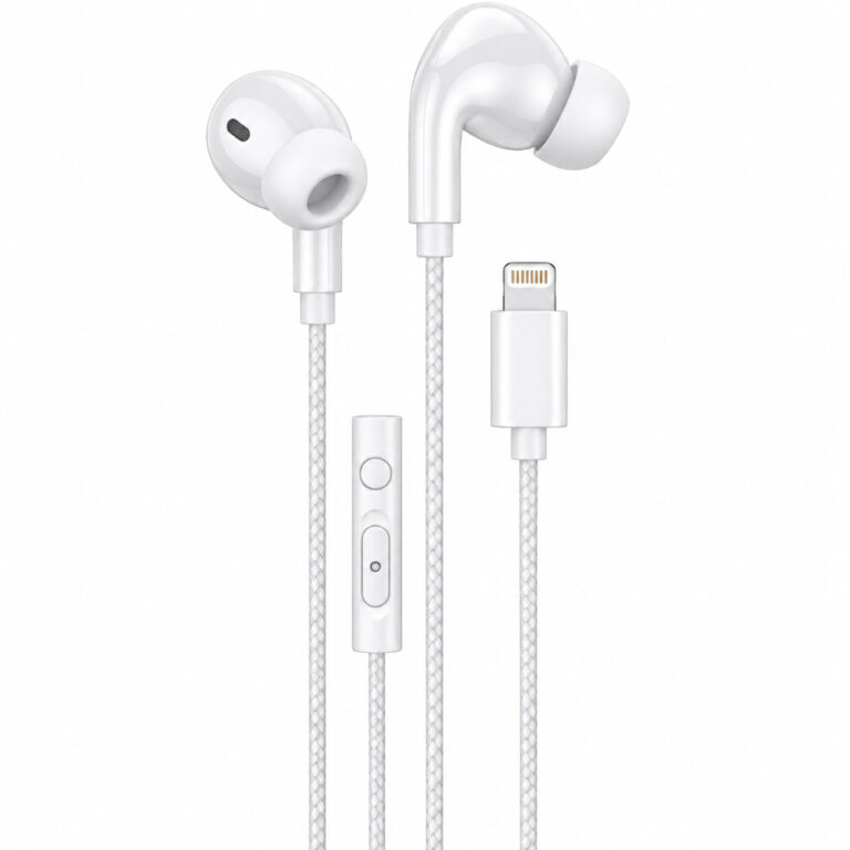 Hands Free Hoco. DM48 Rock Stereo Lightning με Μικρόφωνο 1.2m Λευκά